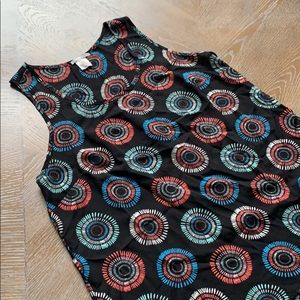 HALOGEN Sleeveless High Lo Black Circles Blouse S